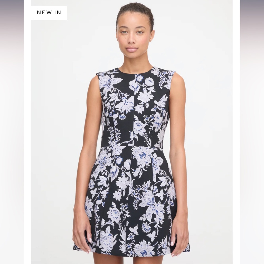 Hill House Home The Joelle Dress in Winter Jasmine Brocade Black Silver Multi